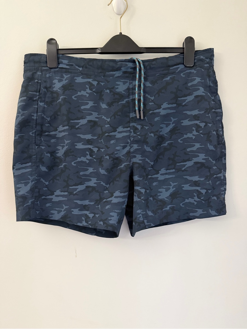 Mack Weldon Shorts Men's Med  (37/38) Blue Black Camo Drawstring  Pockets